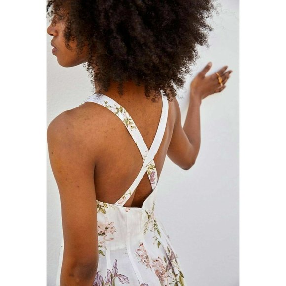 NWT BROCK COLLECTION X H&M COLLABORATION CREAM FLORAL MIDI DRESS SIZE MEDIUM - Picture 6 of 12